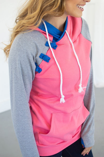 Passion Pink Color Block Hoodie