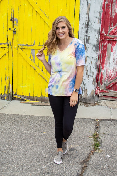 In your Dreams V-Neck Tee | Tie Dye at Dusk